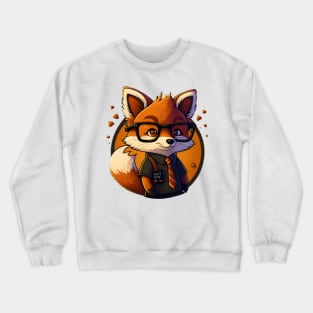 Smart cute cartoon fox with glasses Crewneck Sweatshirt